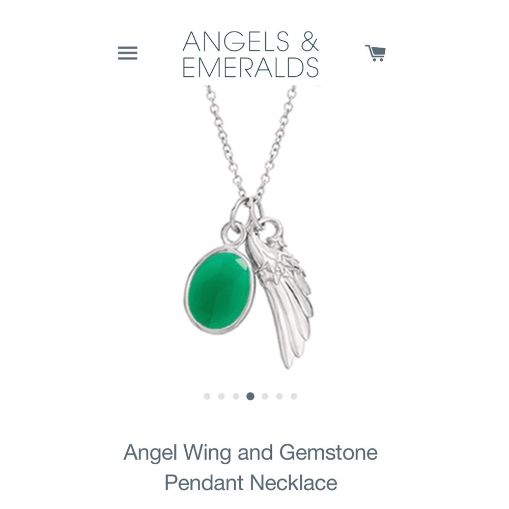 NWT Sterling Silver Wing & Green Onyx Necklace